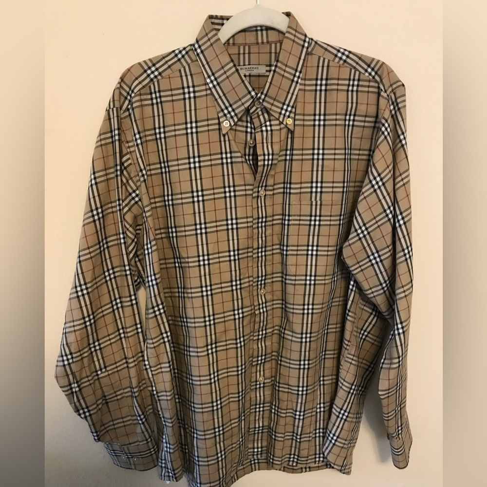 Burberry Men’s Traditional Plaid Button Down Shirt